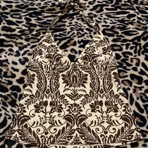 Brown and White Halter Top